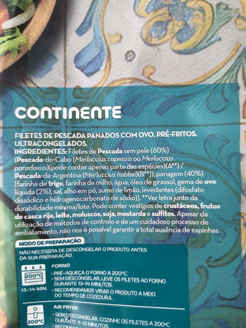 Foto da lista de ingredientes