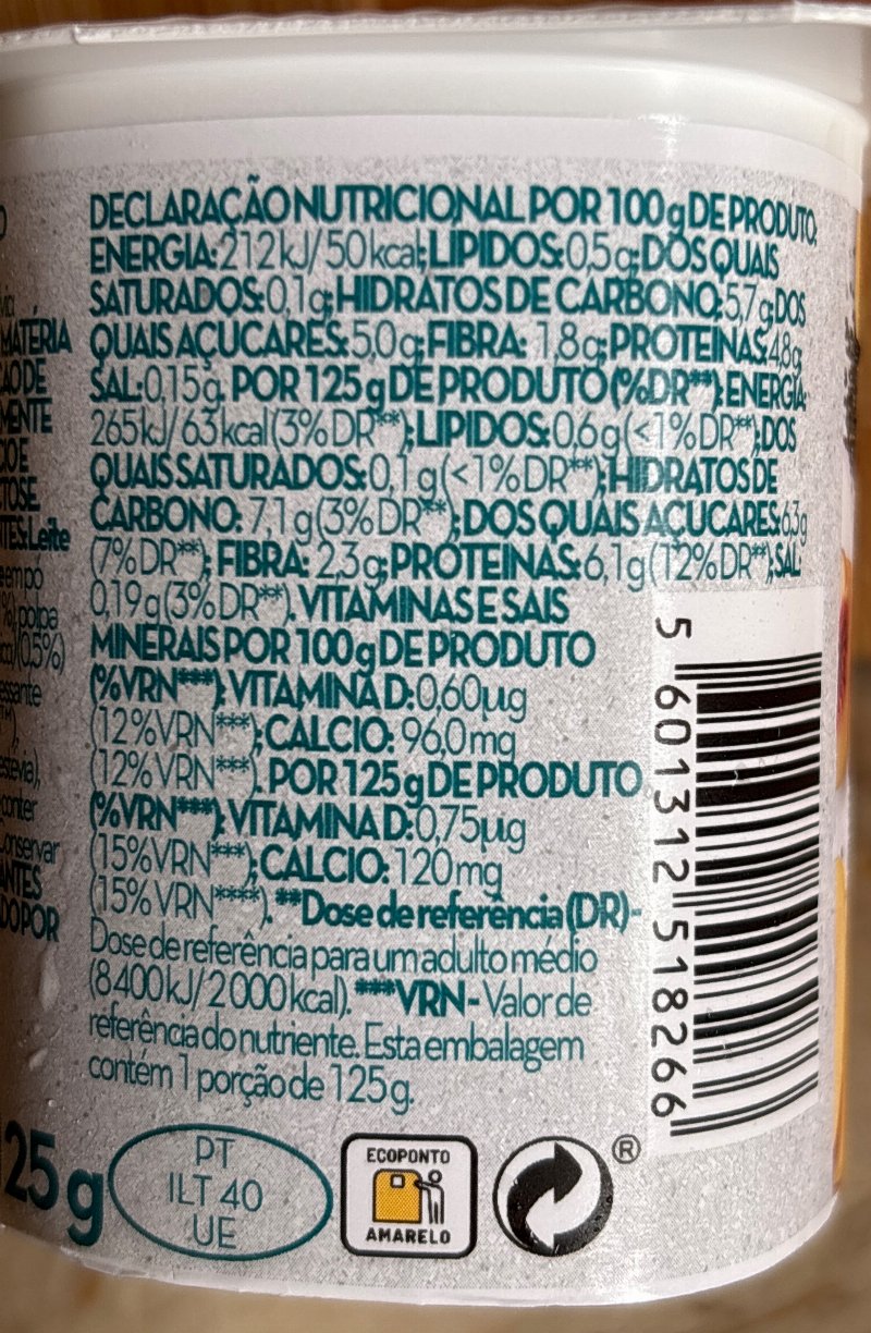 Foto da tabela nutricional