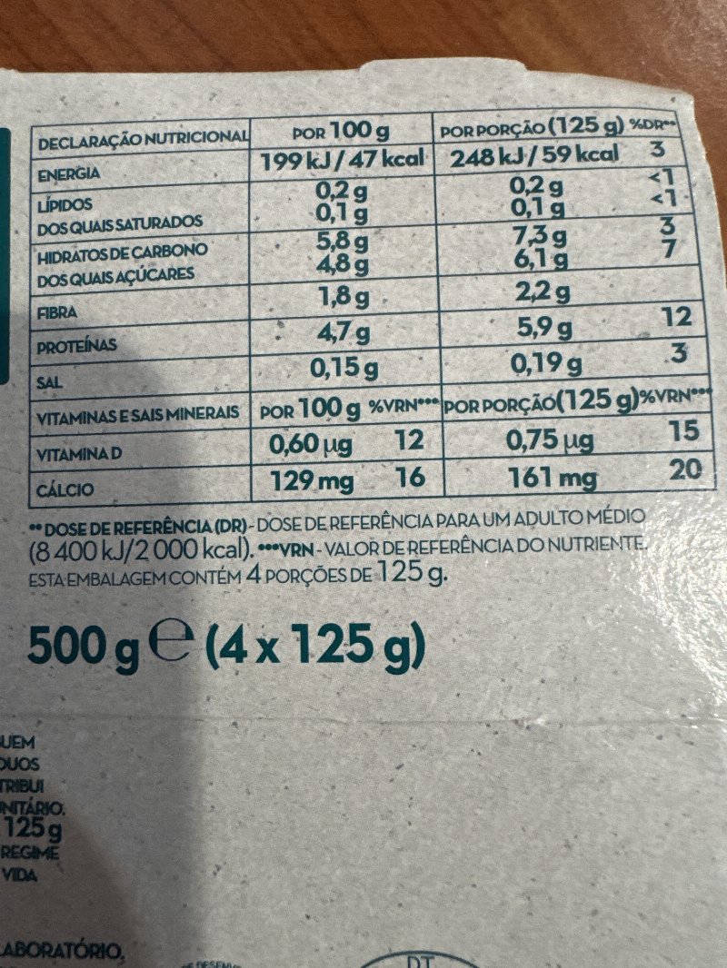 Foto da tabela nutricional