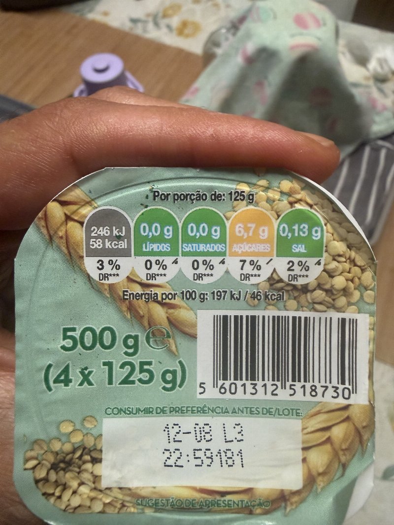 Foto da tabela nutricional