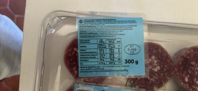 Foto da tabela nutricional