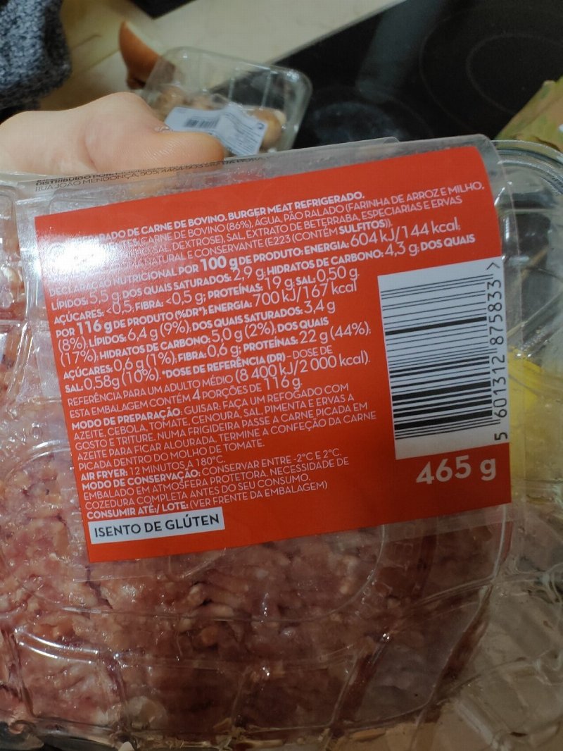 Foto da tabela nutricional