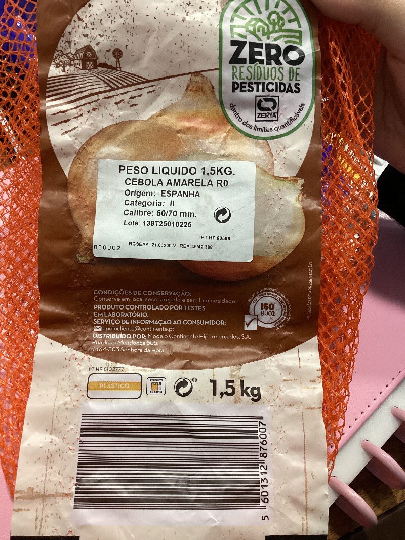 Foto da tabela nutricional