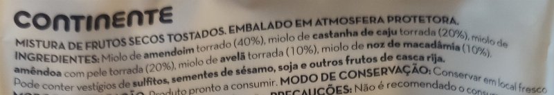 Foto da lista de ingredientes