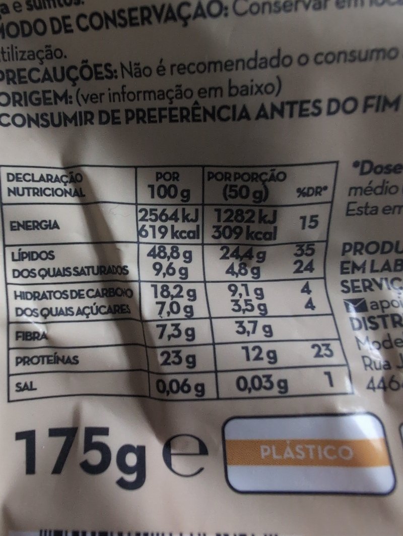 Foto da tabela nutricional