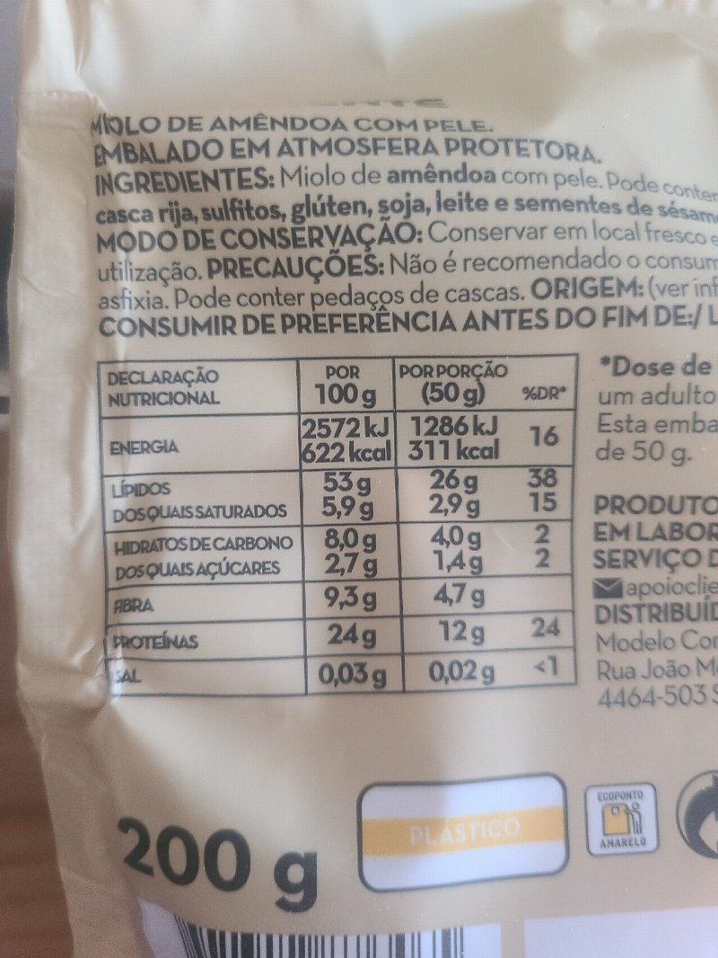 Foto da tabela nutricional