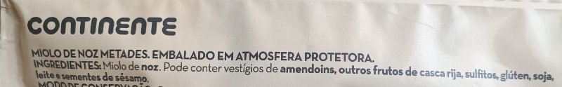 Foto da lista de ingredientes
