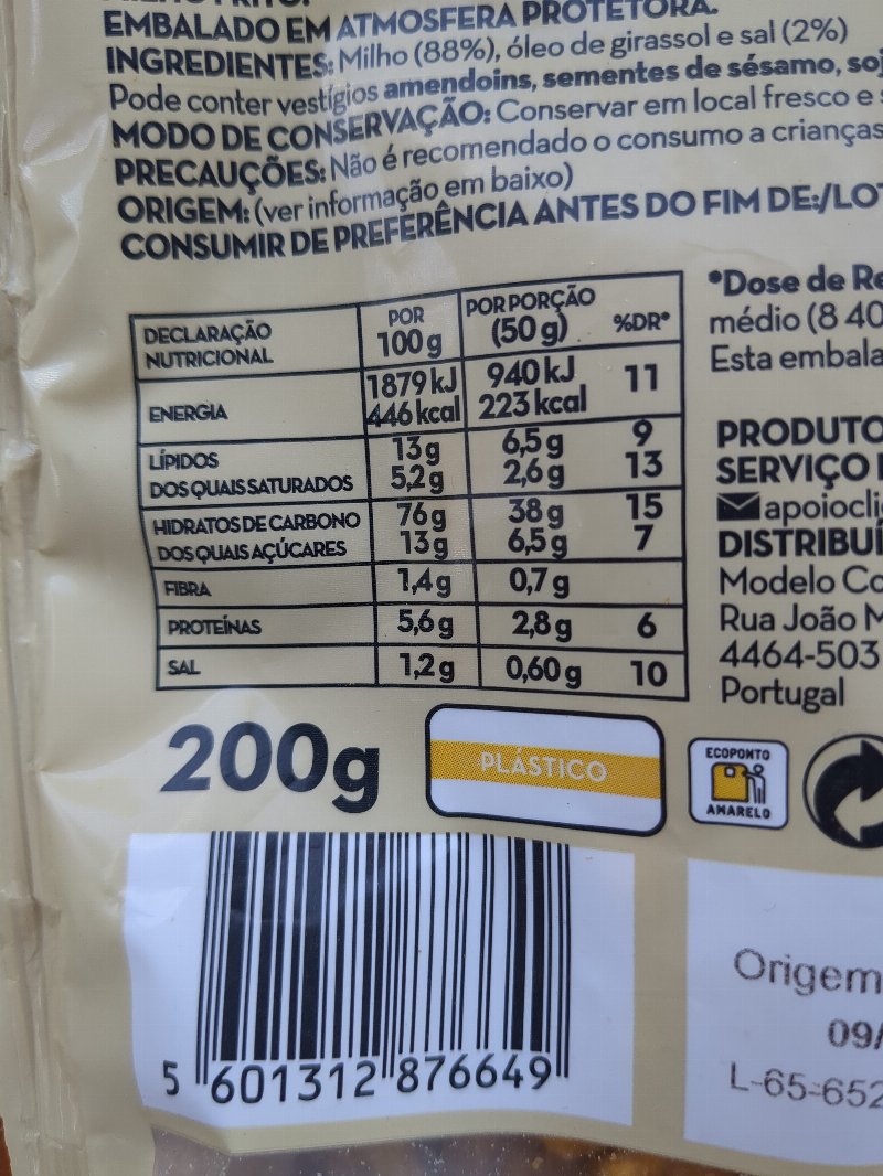 Foto da tabela nutricional
