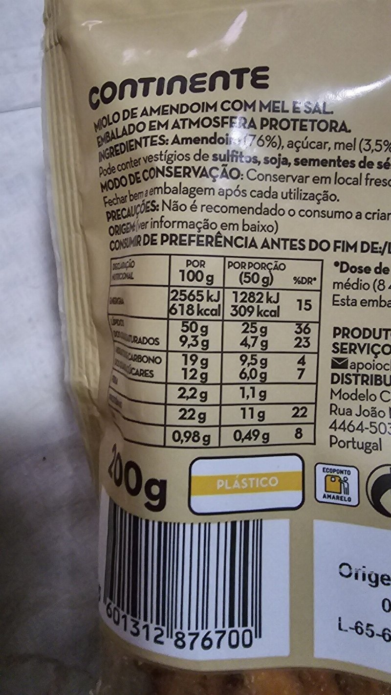 Foto da tabela nutricional
