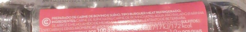 Foto da lista de ingredientes