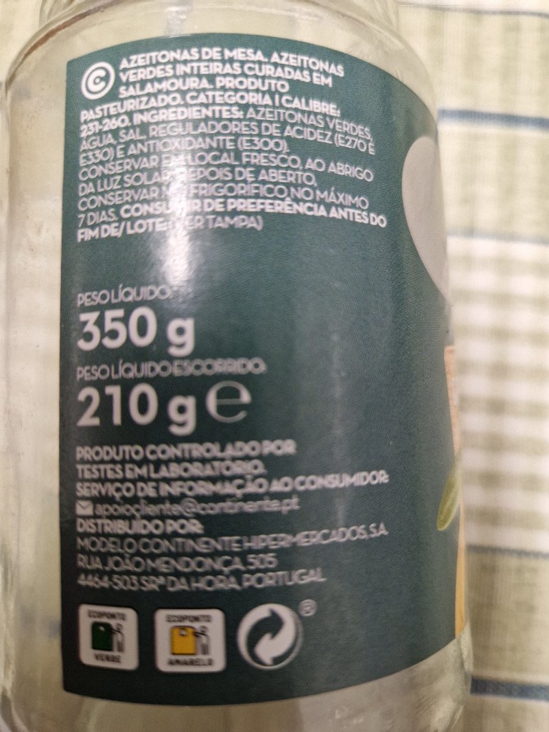 Foto da lista de ingredientes