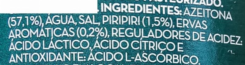 Foto da lista de ingredientes