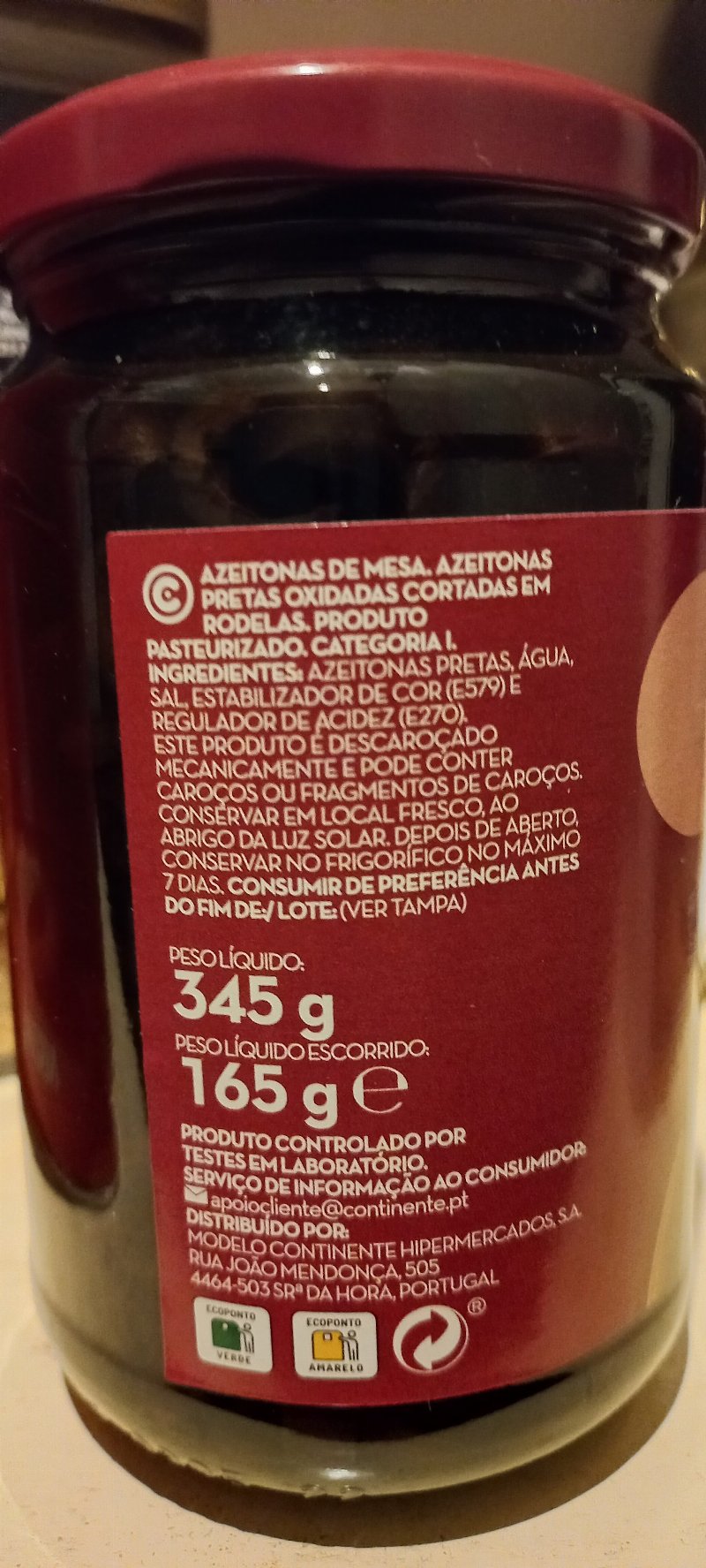 Foto da lista de ingredientes