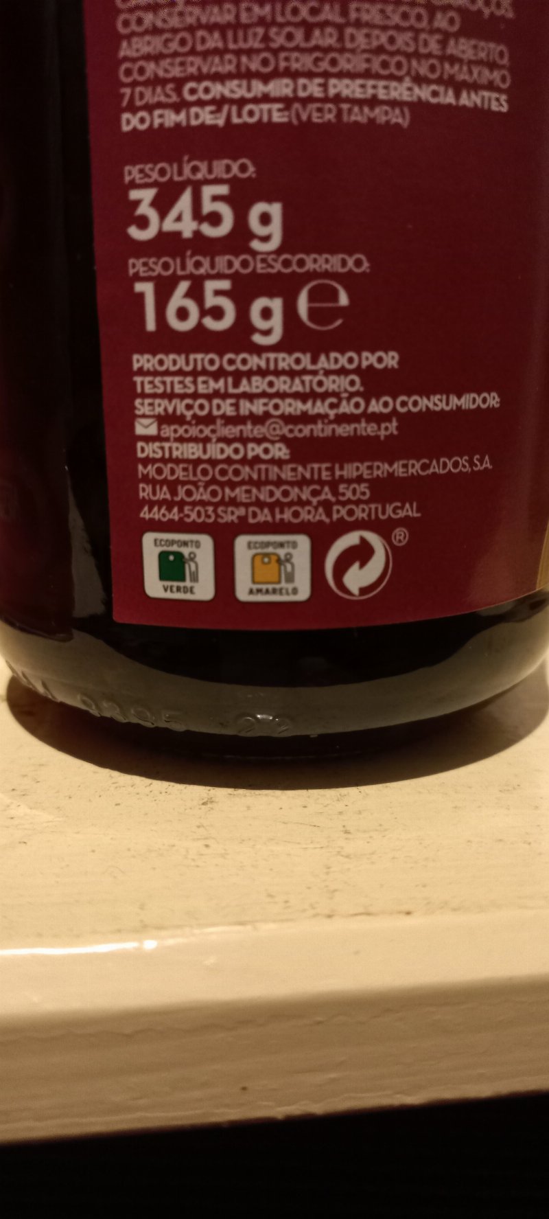 Foto da tabela nutricional