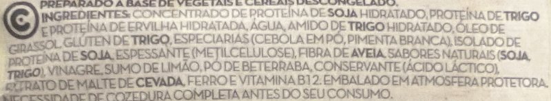 Foto da lista de ingredientes