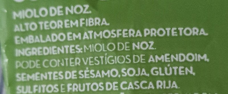 Foto da lista de ingredientes