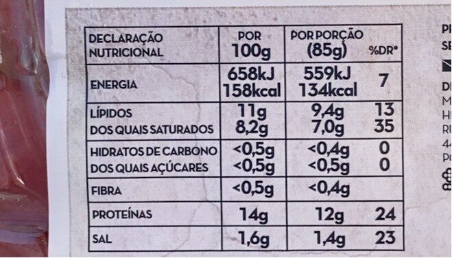 Foto da tabela nutricional