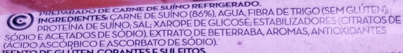 Foto da lista de ingredientes