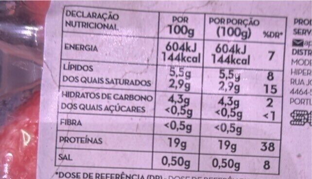 Foto da tabela nutricional
