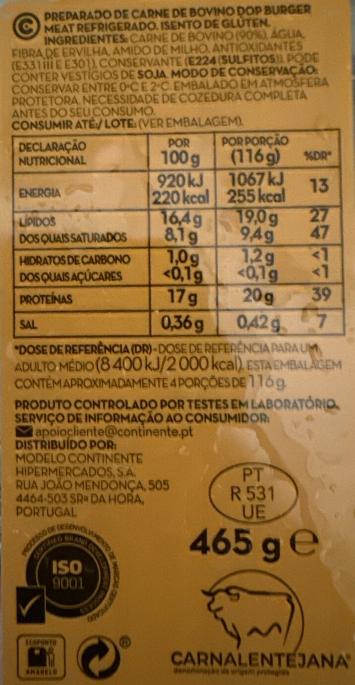 Foto da tabela nutricional