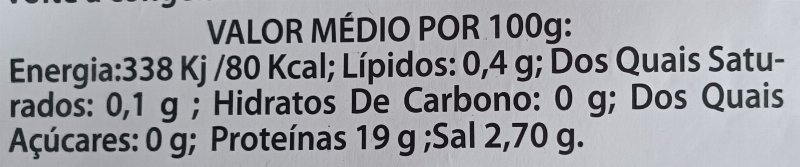 Foto da tabela nutricional