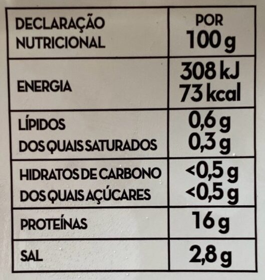 Foto da tabela nutricional