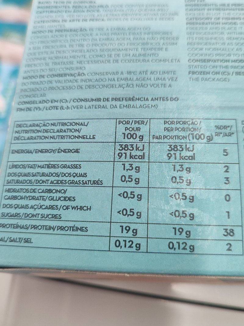 Foto da tabela nutricional