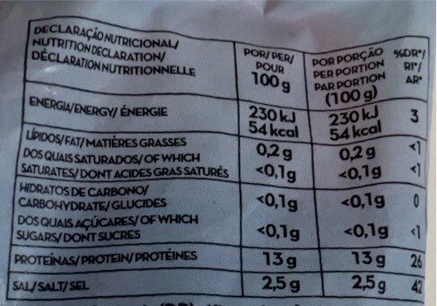 Foto da tabela nutricional
