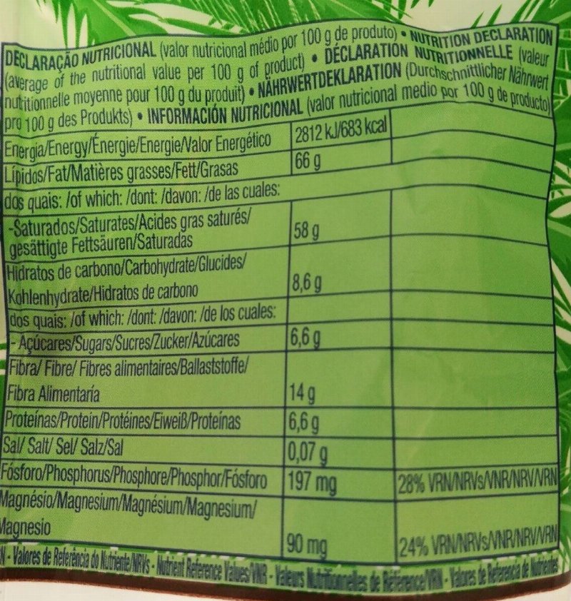 Foto da tabela nutricional