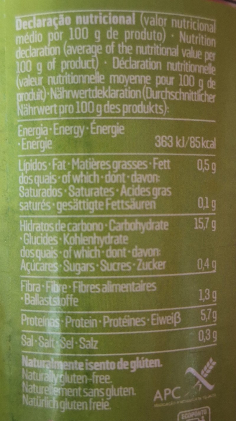 Foto da tabela nutricional