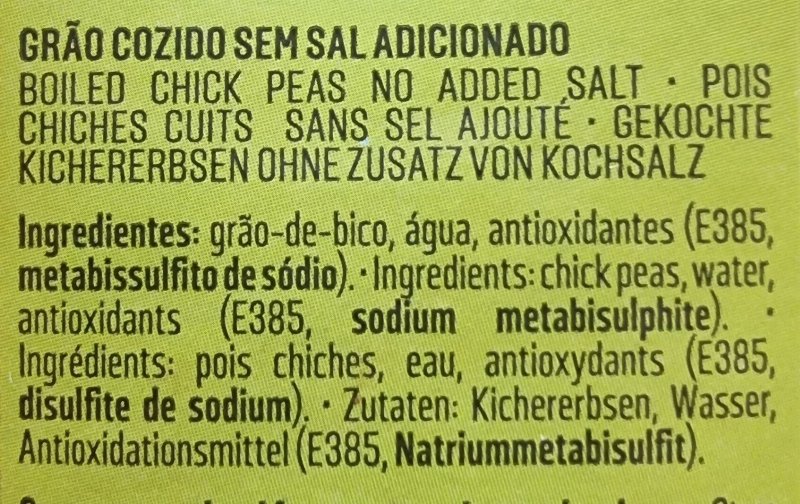 Foto da lista de ingredientes