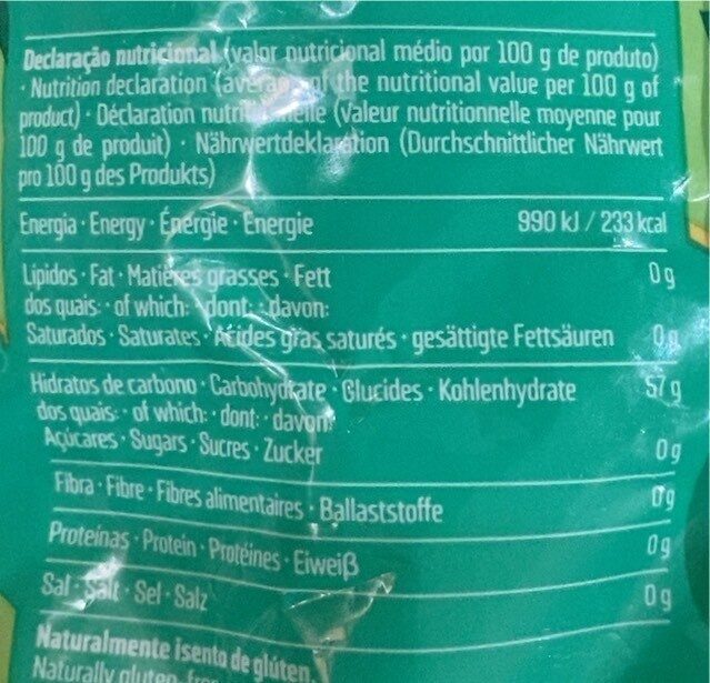 Foto da tabela nutricional