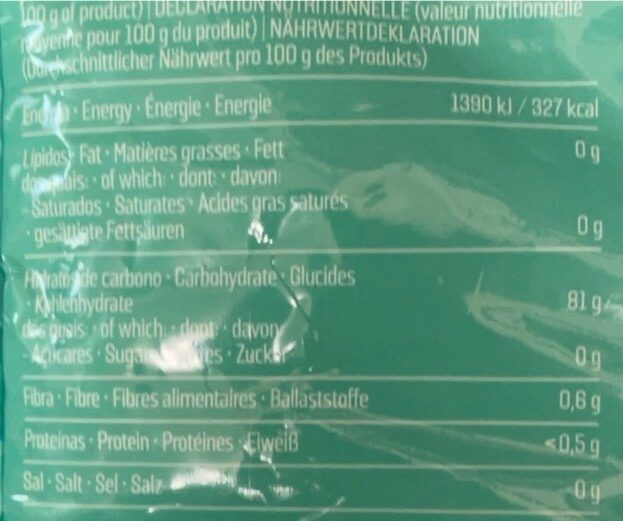 Foto da tabela nutricional