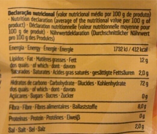 Foto da tabela nutricional