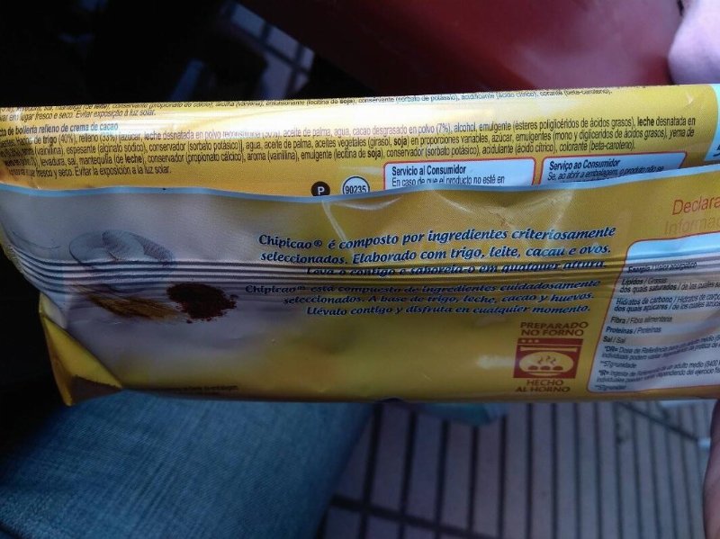 Foto da lista de ingredientes