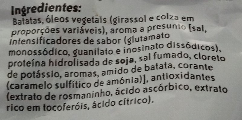 Foto da lista de ingredientes