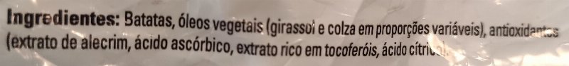 Foto da lista de ingredientes