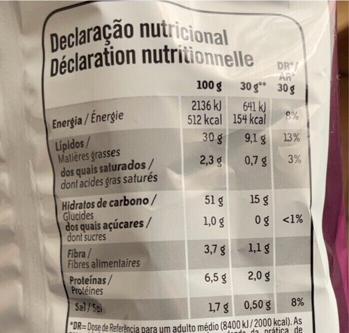 Foto da tabela nutricional