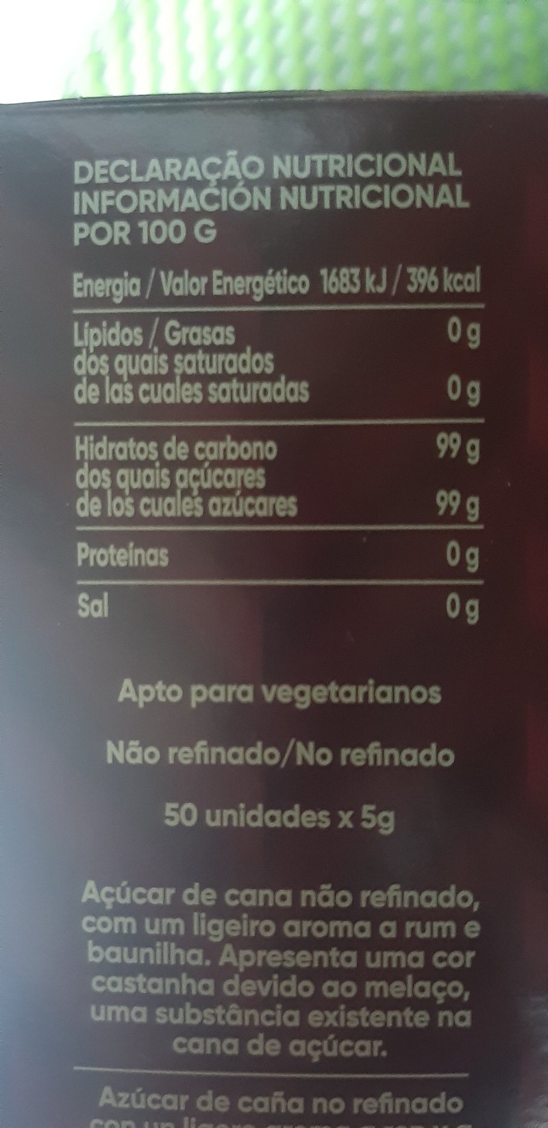 Foto da lista de ingredientes
