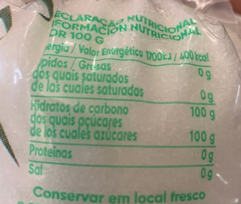 Foto da tabela nutricional
