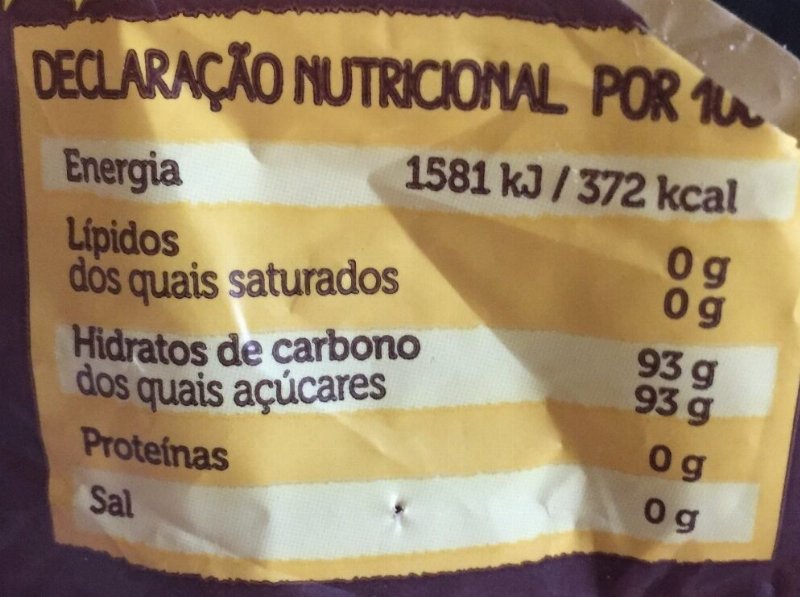 Foto da tabela nutricional