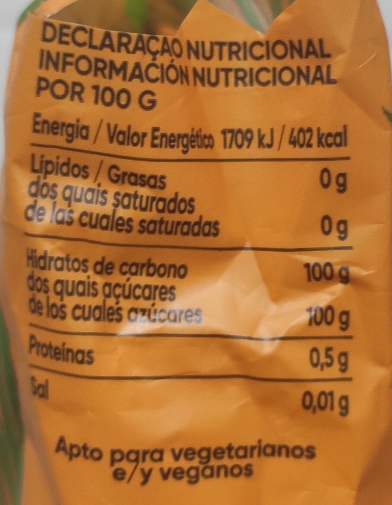 Foto da tabela nutricional