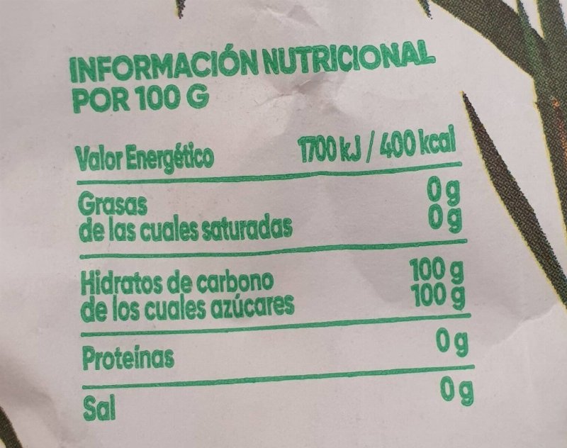 Foto da tabela nutricional