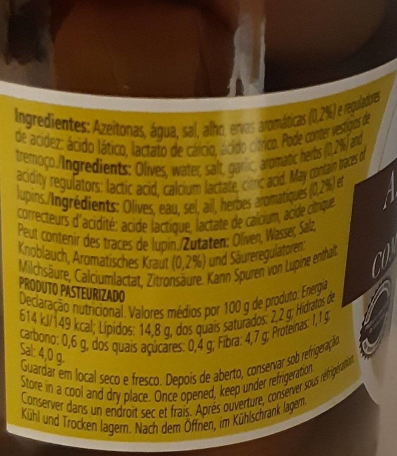 Foto da tabela nutricional
