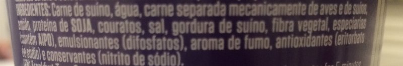 Foto da lista de ingredientes
