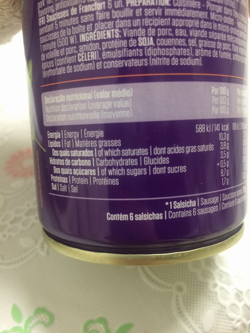 Foto da tabela nutricional