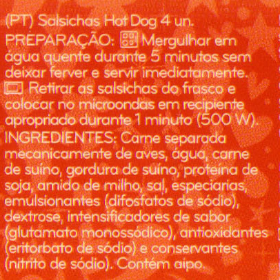 Foto da lista de ingredientes
