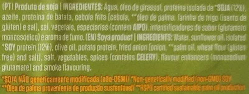 Foto da lista de ingredientes