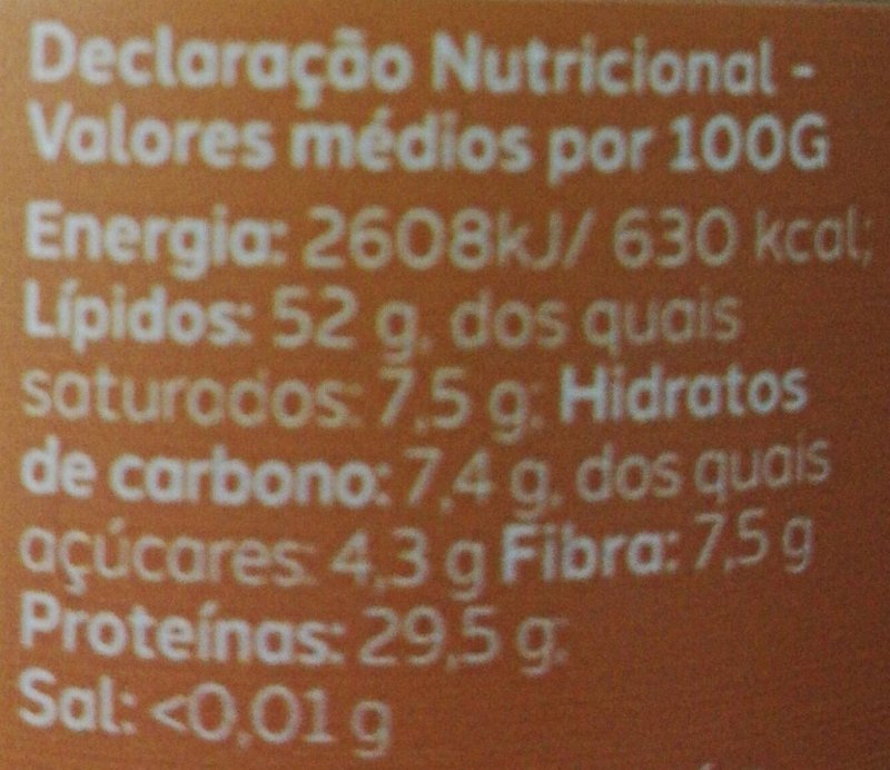 Foto da tabela nutricional