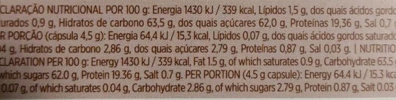 Foto da tabela nutricional